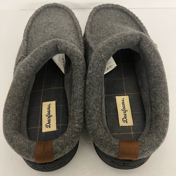 Dearfoam - Men's Dark Heather Gray Wool Memory Foam - No Sweat Slippers - Picture 6 of 12